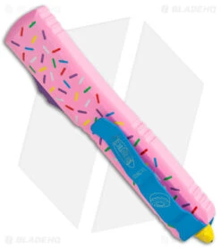 Microtech Exclusive Dessert Warrior Ultratech D/E OTF Donut Pink (3.4" Blue) -Microtech Microtech Exclusive Dessert Warrior Ultratech DE OTF Donut Pink Blue BHQ 174707 jr side
