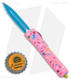 Microtech Exclusive Dessert Warrior UTX-70 D/E OTF Automatic Knife -Microtech Microtech Exclusive UTX 70 DE OTF Dessert Warrior Collectibe Pink Blue BHQ 174708 td size