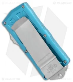 Microtech Exocet Dagger CA Legal OTF Automatic Knife Teal (1.9" Stonewash) -Microtech Microtech Exocert Dagger CA Legal OTF Auto Turquoise SW BHQ 110889 jr side