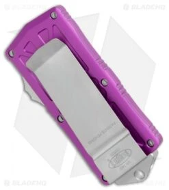 Microtech Exocet Dagger CA Legal OTF Automatic Knife Violet (1.9" Stonewash) -Microtech Microtech Exocert Dagger CA Legal OTF Auto Violet SW BHQ 110888 jr side