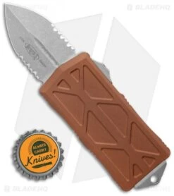 Microtech Exocet Dagger CA Legal OTF Automatic Knife Tan (1.9" Apocalyptic Serr) -Microtech Microtech Exocet Dagger CA Legal OTF Auto Tan Apocalypitc Serr 157 11APTA BHQ 122453 jr bottlecap