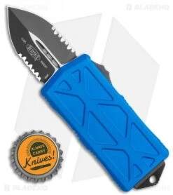 Microtech Exocet Dagger CA Legal OTF Automatic Knife Blue (1.9" Black Serr) -Microtech Microtech Exocet Dagger CA Legal OTF Automatic Knife Blue 1.9in Black Serr 157 2BL BHQ 115734 LS Bottlecap