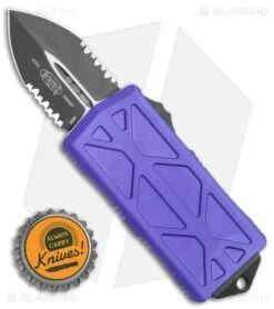 Microtech Exocet Dagger CA Legal OTF Automatic Knife Purple (1.9" Black Serr) -Microtech Microtech Exocet Dagger CA Legal OTF Automatic Knife Purple 1.9in Black Serr 157 2PU BHQ 115730 LS Bottlecap
