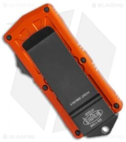 Microtech Exocet Dagger CA Legal OTF Automatic Orange (1.9" Black Serr) 157-2OR -Microtech Microtech Exocet Dagger CA Legal OTF Automatic Orange 1.9in Black Serr 157 2 OR BHQ 115648 LS Side