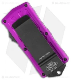 Microtech Exocet Dagger CA Legal OTF Automatic Violet (1.9" Black Serr) 157-2 VI -Microtech Microtech Exocet Dagger CA Legal OTF Automatic Violet 1.9in Black Serr 157 2 VI BHQ 115649 LS Side