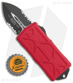 Microtech Exocet Dagger CA Legal OTF Automatic Red (1.9" Black Serr) 157-2 RD -Microtech Microtech Exocet Dagger DA Legal OTF Auto Red Black Serr 157 2RD BHQ 117061 jr bottlecap