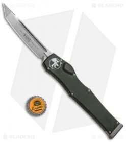 Microtech Halo VI Tanto OTF Automatic Knife OD Green (4.4" Stonewash) 250-10OD -Microtech Microtech Halo VI Tanto Auto OD Green SW 250 10OD BHQ 91737 jr bottlecap