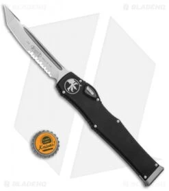 Microtech Halo VI Tanto OTF Automatic Knife (4.4" Stonewash Serr) 250-11 -Microtech Microtech Halo VI Tanto OTF Auto SW Serr 250 11 BHQ 87937 jr bottlecap 1