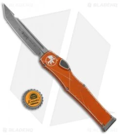 Microtech Halo VI Tanto OTF Knife Orange Distressed (4.4" Apocalyptic) -Microtech Microtech Halo VI Tanto Orange Distressed Apocalyptic 250 10DOR BHQ 93726 jr bottlecap