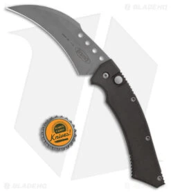 Microtech Hawk Automatic Knife Black Aluminum (4" Bead Blasted ATS-34) -Microtech Microtech Hawk Auto BB BHQ 172949 jr bottlecap
