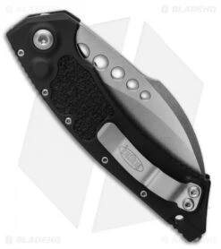 Microtech Hawk Automatic Knife (4" Full Serrations Stonewash) 166-12 -Microtech Microtech Hawk Automatic Knife 4 Full Serrations Stonewash 166 12 BHQ 124655 LS Side