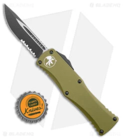 Microtech Hera S/E OTF Automatic Knife OD Green (3.1" Black) -Microtech Microtech Hera SE Partial Serr OTF Auto OD Green Black BHQ 178762 jr bottlecap