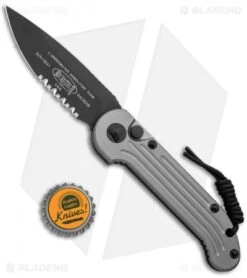 Microtech LUDT Gray Automatic Knife (3.4" Black Serr) 135-2GY -Microtech Microtech LUDT Gray Auto Black Serr 135 2GY BHQ 10567 jr bottlecap
