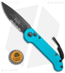 Microtech LUDT Automatic Knife Turquoise (3.4" Black Serr) 135-2TQ -Microtech Microtech LUDT Turq Black Serr 135 2TQ BHQ 69022 jr bottlecap