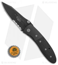 Microtech Lightfoot LCC D/A Automatic Knife Carbon Fiber (3.5" Black Serr) 05/01 -Microtech Microtech Lightfoot LCC DA CF Black Serr BHQ 9555 er bottlecap jr