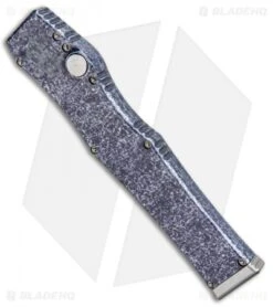 Microtech Marfione Custom Blue Splash Halo V Tanto Knife OTF (4.6" Polish) -Microtech Microtech Marfione Custom Halo V 2 Tanto OTF Purple Gray Spalsh Polished BHQ 90650 jr spine