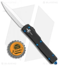 Microtech Marfione Custom UTX-70 Knife D/A Dagger Automatic Blue Ti (Mirror) -Microtech Microtech Marfione Custom UTX 70 DA Dagger Auto Blue Ti Mirror BHQ 105405 jr bottlecap