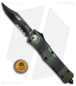 Microtech Combat Troodon Bowie OTF Automatic Knife (3.8" Green Camo Serr) -Microtech Microtech OTF Combat Troodon Bowie Green Camo Serr 146 2GC BHQ 68507 jr bottlecap