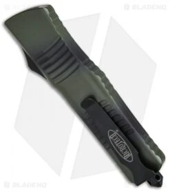 Microtech Combat Troodon Bowie OTF Automatic Knife (3.8" Green Camo Serr) -Microtech Microtech OTF Combat Troodon Bowie Green Camo Serr 146 2GC BHQ 68507 jr side