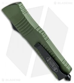 Microtech Combat Troodon S/E OTF Automatic Knife Green (3.8" Black Serr) 143-2OD -Microtech Microtech OTF Combat Troodon Green 143 2OD BHQ 51259 jr side