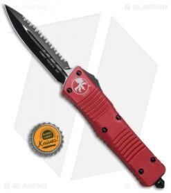 Microtech Combat Troodon D/E OTF Auto Knife Red (3.8" Black Full Serr) 142-3RD -Microtech Microtech Red Combat Troodon OTF DE Red Black Full Serr 142 3RD BHQ 76612 jr bottlecap 1