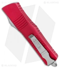 Microtech Red Combat Troodon OTF Knife (3.8" Stonewash Full Serr) 142-12RD LTD -Microtech Microtech Red Combat Troodon OTF Knife 3.8in Stonewash Full Serr 142 12RD LTD BHQ 12542 LS Side