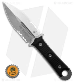 Microtech SBD Dagger Fixed Blade Knife Black (4.4" SW Double Serrated) 201-11 -Microtech Microtech SBD Dagger Fixed Blade Knife Black 4.4in Stonewash Serrated BHQ 181781 hd size