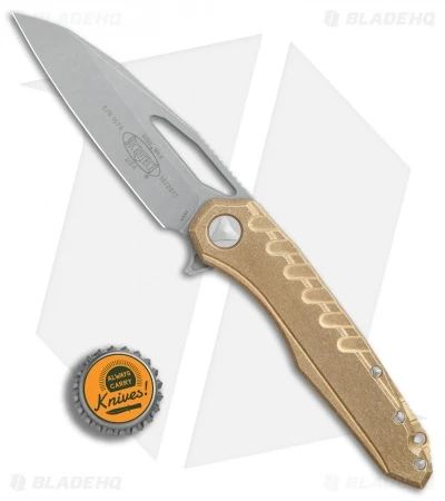 Microtech Sigil MK6 Frame Lock Knife Brass W/Damascus Insert (3.75" Apocalyptic) 6 Microtech Sigil MK6 Frame Lock Knife Brass W/Damascus Insert (3.75" Apocalyptic) - Image 4
