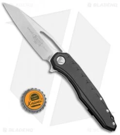 Microtech Sigil MK6 Frame Lock Knife Black Aluminum/Ti (3.75" Stonewash) -Microtech Microtech Sigil MK6 FL Black Alum Ti SW 196 10 BK BHQ 76136 jr bottlecap