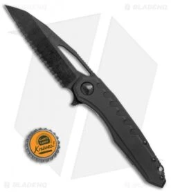 Microtech Sigil MK6 Frame Lock Knife Black (3.75" Black DLC Full Serr) -Microtech Microtech Sigil MK6 FL Black Black Full Serr 196 3DLCT BHQ 75226 jr bottlecap