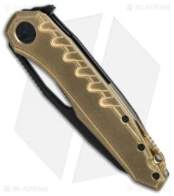 Microtech Sigil MK6 Frame Lock Knife Brass/Black (3.75" DLC Full Serr) -Microtech Microtech Sigil MK6 brass dlc full serr BHQ 75886 er spine