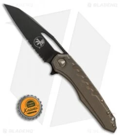 Microtech Sigil MK6 Frame Lock Knife Bronzed Titanium (3.75" DLC Serr) -Microtech Microtech Sigil bronzed ti DLC serr BHQ 71375 er size