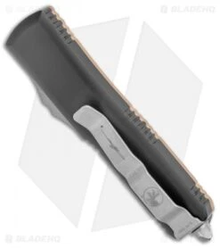 Microtech Signature Series UTX-85 OTF Auto Knife Tan G-10 (3.1" Apocalyptic) -Microtech Microtech Signature Series UTX 85 DE OTF Auto Tan G 10 SW BHQ 135436 jr side
