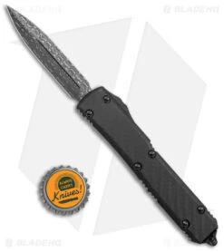 Microtech Signature Series Ultratech OTF D/E Auto Knife CF (3.4" Damascus) -Microtech Microtech Signature Series Ultratech OTF DE Auto CF Damascus BHQ 110722 jr bottlecap