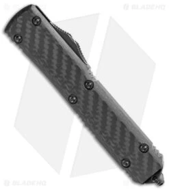 Microtech Signature Series Ultratech OTF D/E Auto Knife CF (3.4" Damascus) -Microtech Microtech Signature Series Ultratech OTF DE Auto CF Damascus BHQ 110722 jr spine