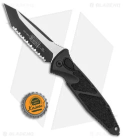 Microtech Socom Elite Automatic Knife Black (4" Tactical Full Serr) 161A-3T -Microtech Microtech Socom Elite Auto Black Tanto Tactical Full Serr 161A 3T BHQ 139138 jr bottlecap