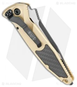 Microtech Socom Elite S/E Automatic Knife Gold/CF (4" Two-Tone) 160A-1CGCFI -Microtech Microtech Socom Elite SE Auto Gold CF TT 160A 1CGCFI BHQ 108656 jr side