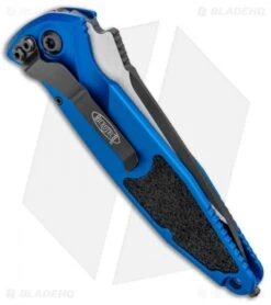 Microtech Socom Elite T/E Automatic Knife Blue (4" Two Tone) 161A-1BL -Microtech Microtech Socom Elite TE Auto Blue TT Serr 161A 1BL BHQ 99304 jr side