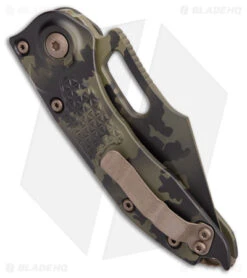 Microtech Stitch Signature Series Automatic Knife Olive Camo (3.75" Camo Serr) -Microtech Microtech Stitch Signature Series Auto Olive Camo Camo Serr BHQ 179043 jr side