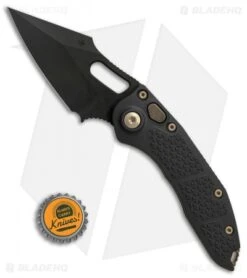 Microtech Stitch Automatic Knife Black (3.75" Black DLC) -Microtech Microtech Stitch black apocalyptic DLC BHQ 71364 er size