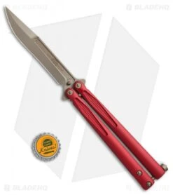 Microtech Tachyon III Balisong Butterfly Red (4.5" Bronze) 173-13RD -Microtech Microtech Tachyon 3 Red bronze BHQ 67823 jr bottlecap