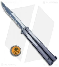 Microtech Tachyon III Balisong Butterfly Knife (4.5" Gray Full Serr) 173-D3GW -Microtech Microtech Tachyon III Balisong Butterfly Gray Full Serr 173 D3GW BHQ 72397 jr bottlecap