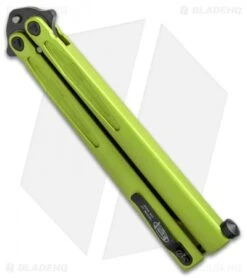 Microtech Tachyon III Balisong Butterfly Lime Green (4.5" Black) 173-1DLCLG -Microtech Microtech Tachyon III Balisong Butterfly Lime Green Black 173 1DLCLG BHQ 52649 jr side