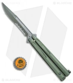Microtech Tachyon III Balisong Butterfly OD Green (4.5" OD Green Serr) 173-2GR -Microtech Microtech Tachyon III Balisong Butterfly OD Green OD Green Serr 173 2GR BHQ 75228 jr bottlecap