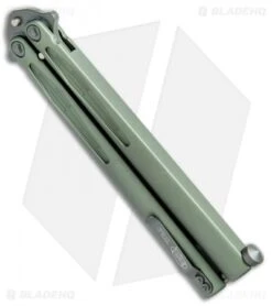 Microtech Tachyon III Balisong Butterfly OD Green (4.5" OD Green Serr) 173-2GR -Microtech Microtech Tachyon III Balisong Butterfly OD Green OD Green Serr 173 2GR BHQ 75228 jr side
