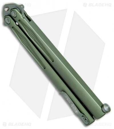 Microtech Tachyon III Balisong Butterfly OD Green (4.5" Serrated Top Swedge OD) 5 Microtech Tachyon III Balisong Butterfly OD Green (4.5" Serrated Top Swedge OD) - Image 3