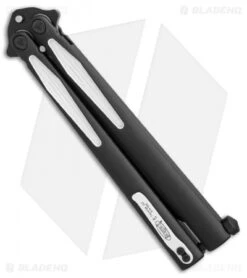 Microtech Tachyon III Balisong Butterfly Knife Venom (4.5" Black/White) 173-1VM -Microtech Microtech Tachyon III Venom black white BHQ 71367 er side