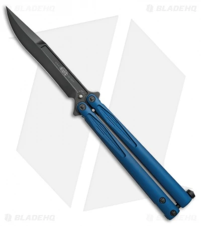 Microtech Tachyon III Balisong Butterfly Knife Blue (4.5" Black) 173-1DLCBL 3 Microtech Tachyon III Balisong Butterfly Knife Blue (4.5" Black) 173-1DLCBL