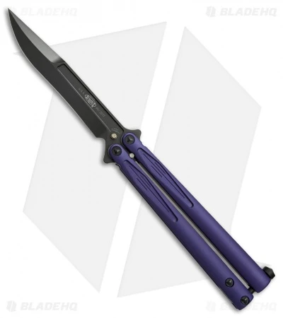 Microtech Tachyon III Balisong Butterfly Knife Purple (4.5" Black) 173-1DLCPU 3 Microtech Tachyon III Balisong Butterfly Knife Purple (4.5" Black) 173-1DLCPU