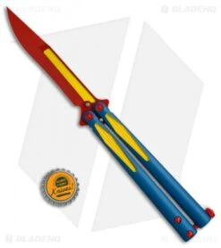Microtech Tachyon III Balisong Butterfly Super (4.5" Red/Blue/Yellow) 173-13SM -Microtech Microtech Tachyon III super red blue yellow 173 1SM BHQ 68511 er size